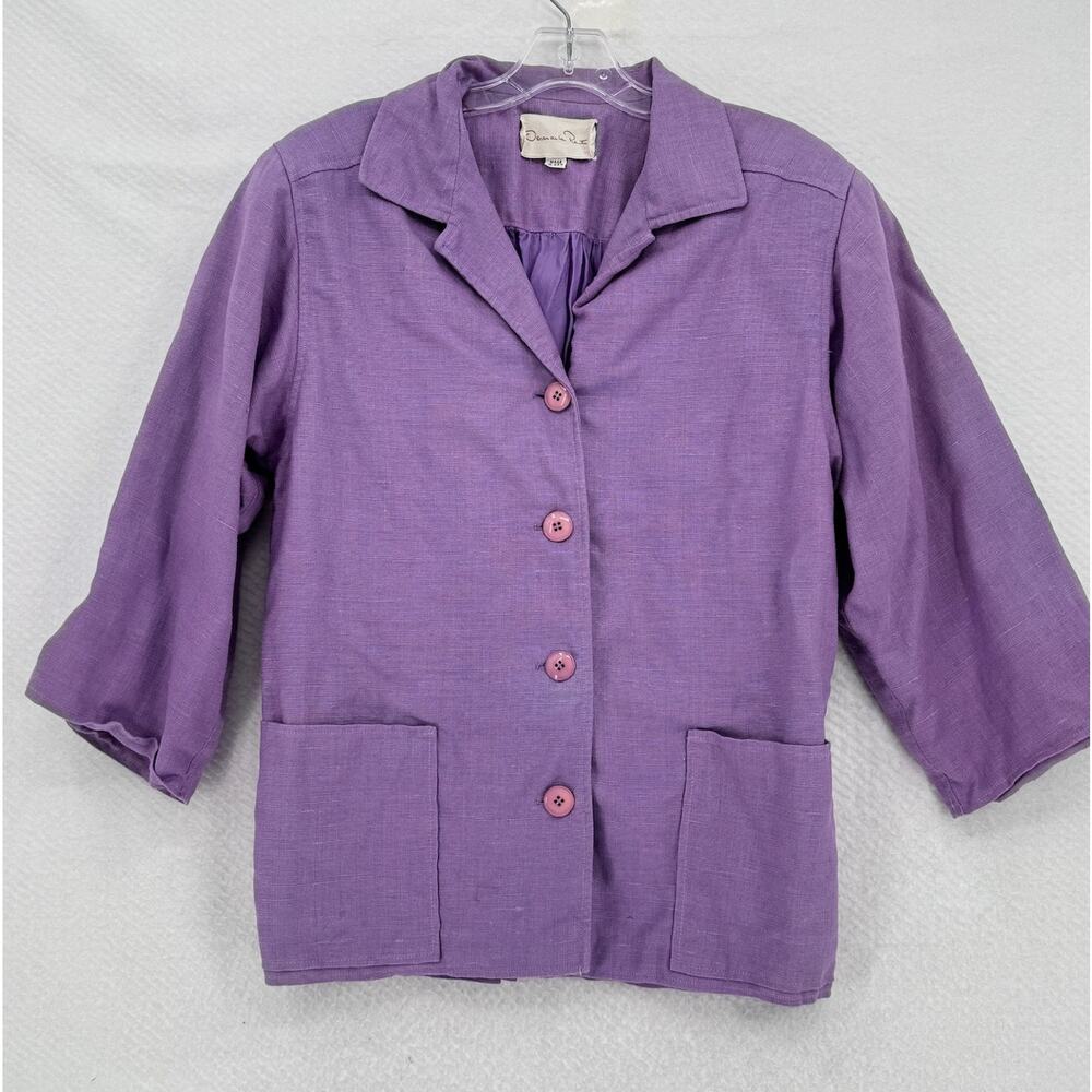 Oscar de la Renta Neiman Marcus Purple 3/4 Sleeve Jacket Sz 10 Union Made